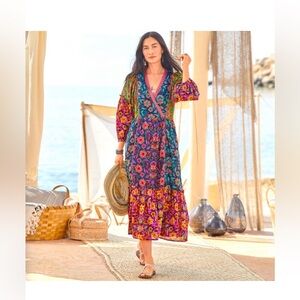 SUNDANCE Tropic Dreams dress-Medium cotton maxi dress 48" long, pit to pit 24"